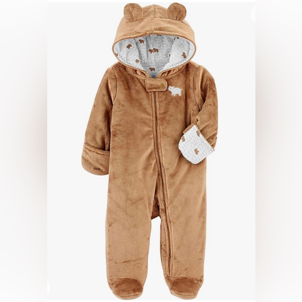 CARTER’S BROWN BEAR FLEECE FOOTED JUMPSUIT